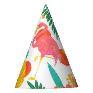 Chapeaux De Fêtes Vibrations Tropicales Feuilles Florales Fête d'Été