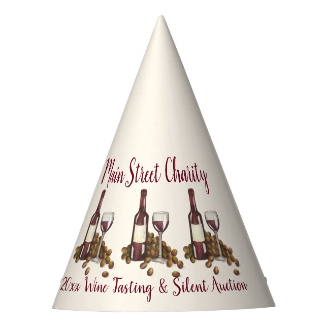 Chapeaux De Fêtes Vin Rouge Bouteille de raisins Vignoble (Devant)