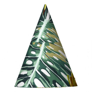 Chapeaux De Fêtes Vintage Feuille Motif de la jungle tropicale