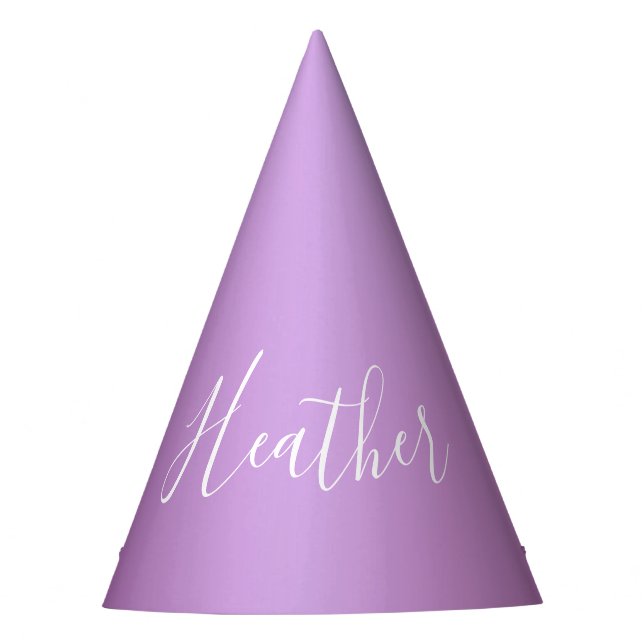 Chapeaux De Fêtes Violet violet et script blanc personnalisé (Devant)