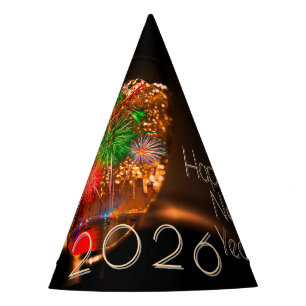 Chapeaux De Fêtes Vœux 2026 avec feux d'artifice et bulles