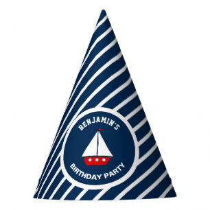 Chapeaux De Fêtes Voilier rouge nautique d'anniversaire