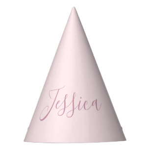 Chapeaux De Fêtes Votre texte Élégant Script & Soft Blush Rose