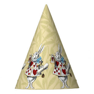 Chapeaux De Fêtes White Rabbit Alice Wonderland Hearts