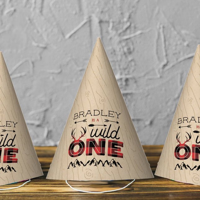 Chapeaux De Fêtes Wild One Boys Rustic Plaid Lumberjack 1er annivers (Créateur téléchargé)