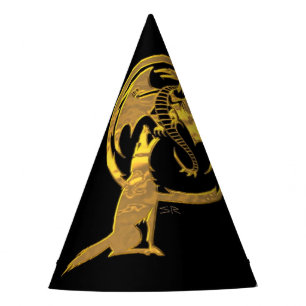 Chapeaux De Fêtes Wolf & Dragon Gold Black sorcier casquettes