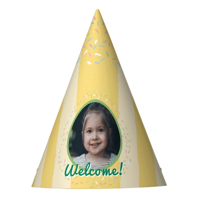 Chapeaux De Fêtes Yellow Ice Cream Sprinkle Photo Summer Birthday  (Devant)