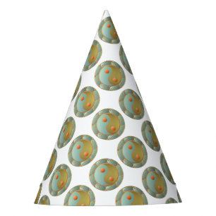 Chapeaux De Fêtes Yin Yang médaillon d'or Turquoise
