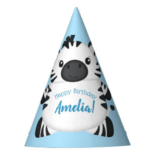 Chapeaux De Fêtes Zebra Birthday Party Blue