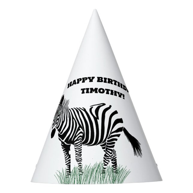 Chapeaux De Fêtes Zèbre noir et blanc dans l'herbe (Devant)