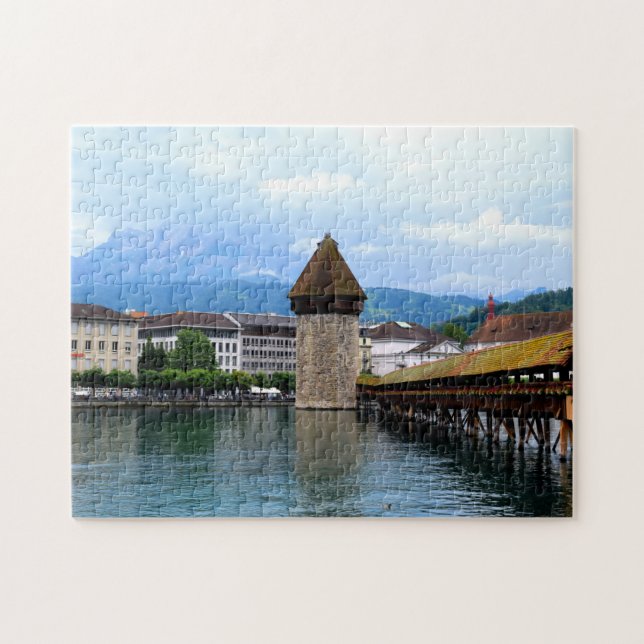Chapel Bridge - Mt Pilatus - Luzern Switzerland (Horizontal)