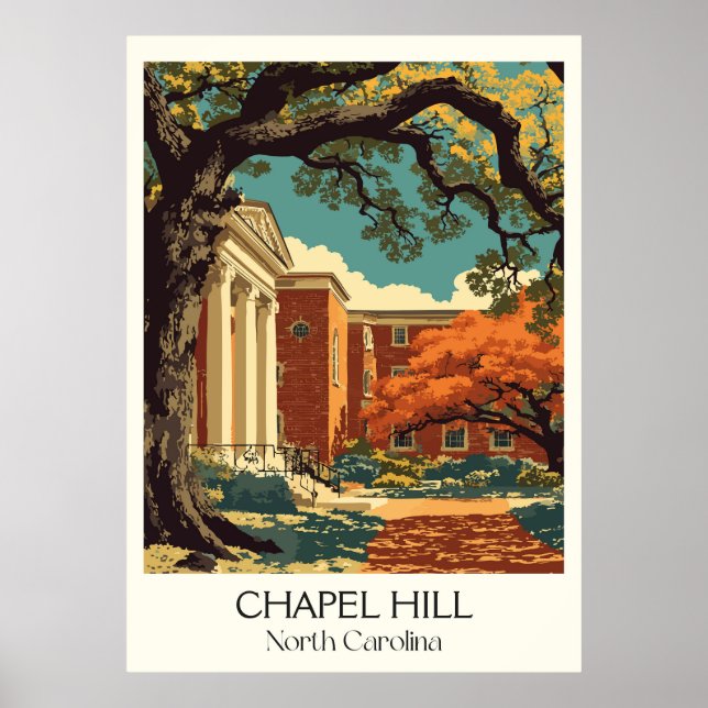 Chapel Hill NC Vintager Universitätscampus Kunst,  Poster (Vorne)