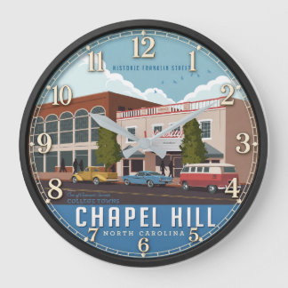 Chapel Hill North Carolina Historic Travel Poster Große Wanduhr