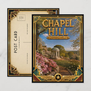 Chapel Hill North Carolina Vintage Art Deco Golden Postkarte