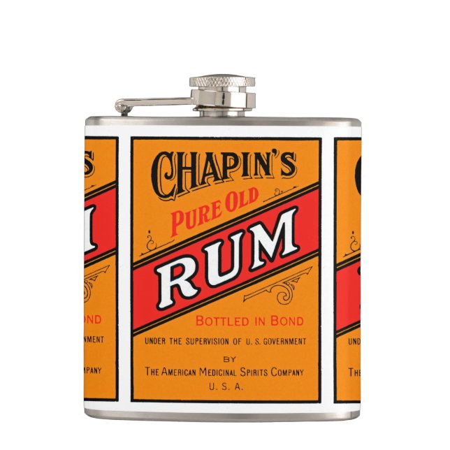 Chapins Rum-Label Flachmann (Vorderseite)