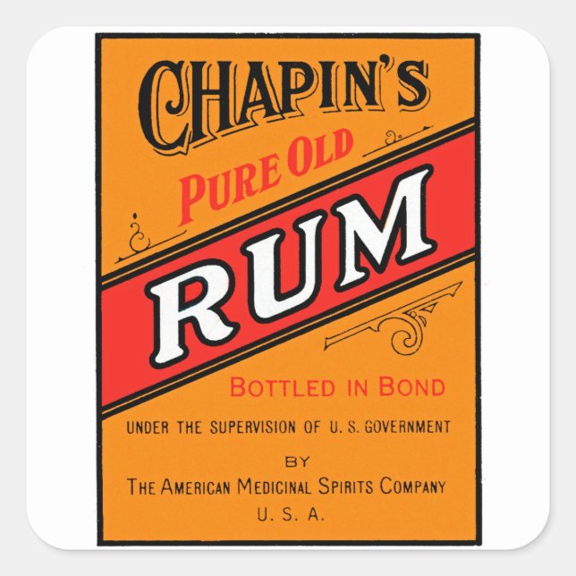 Chapins Rum-Label Quadratischer Aufkleber (Vorderseite)