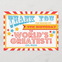 Chapiteau de carte de remerciements d'anniversaire