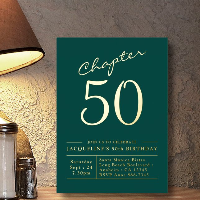 Chapitre 50 50e anniversaire Invitation Or vert (Créateur téléchargé)