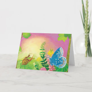 Chapman's Blue Butterfly & Ant & Snail Illustratio Karte