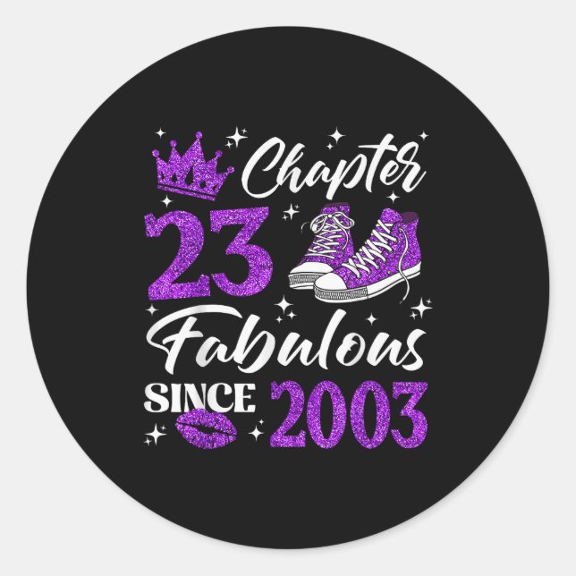 Chapter 23 Fabulous Since 2003 23rd Birthday Women Runder Aufkleber (Vorderseite)