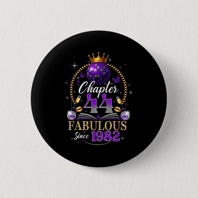 Chapter 44 Since 1982 Purple Disco Ball 44th Birth Button (Vorderseite)