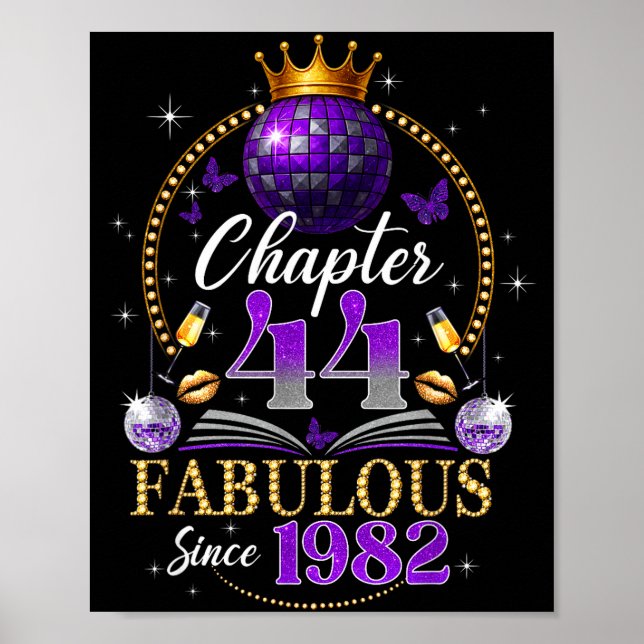 Chapter 44 Since 1982 Purple Disco Ball 44th Birth Poster (Vorne)
