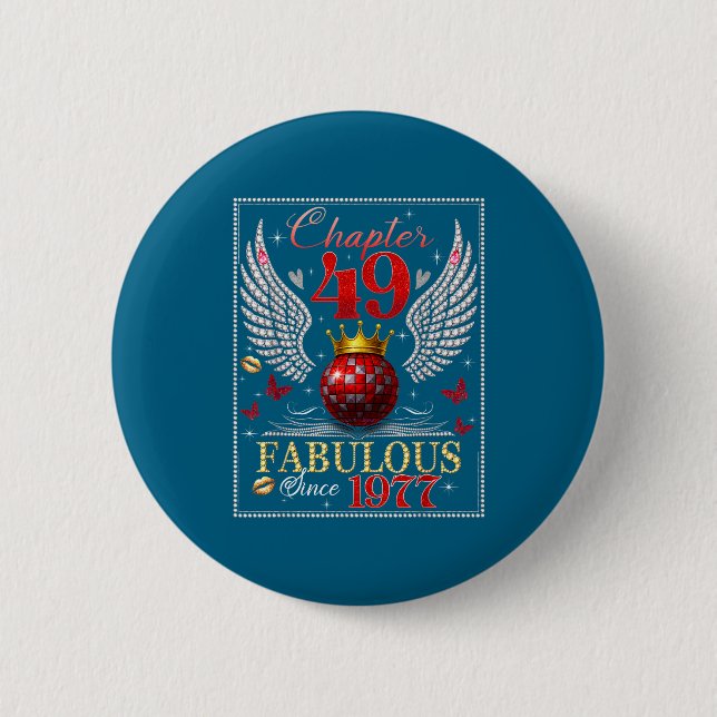 Chapter 49 Fabulous Est. 1977 Disco Ball 49th Birt Button (Vorderseite)