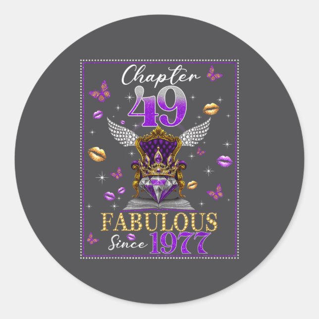 Chapter 49 Fabulous Since 1977 49th Birthday Women Runder Aufkleber (Vorderseite)