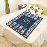 Chapter 50 Blue Gold 50th Birthday Photo Fleecedecke<br><div class="desc">Celebrate a special 50th birthday with a custom blue and gold fleece blanket! This one-of-a-kind gift is made from sumptuously soft material and features a classic style. Add your favorite photos for an extra-personalized touch that’s sure to be cherished for years to come. Perfect for keeping cozy on chilly nights,...</div>