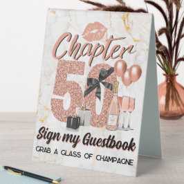 Chapter 50 Rose Gold 50 th Birthday Elegant Tischaufsteller