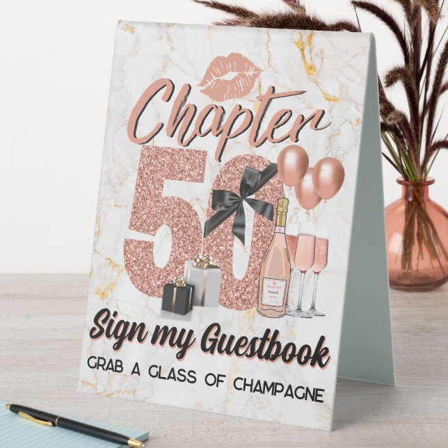 Chapter 50 Rose Gold 50 th Birthday Elegant Tischaufsteller (In Situ (Tisch))