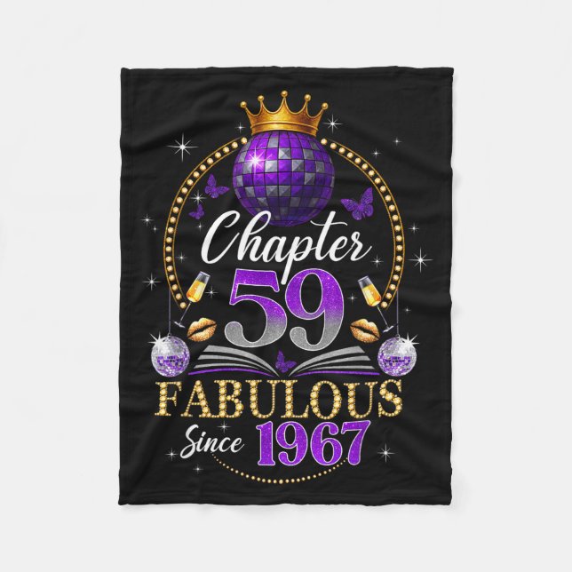 Chapter 59 Since 1967 Purple Disco Ball 59th Birth Fleecedecke (Vorderseite)