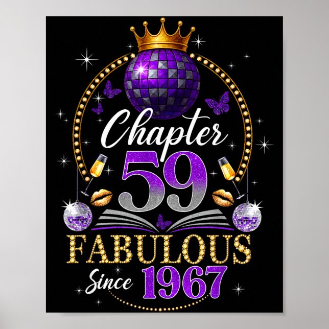 Chapter 59 Since 1967 Purple Disco Ball 59th Birth Poster (Vorne)