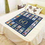 Chapter 60 Blue Gold 60th Birthday Photo Fleecedecke<br><div class="desc">Celebrate someone special's 60th birthday with this colorful blue and gold fleece blanket. Personalize it with your own photos and add a unique touch to a 60th birthday party. With a thick, soft and comfortable fabric, it's perfect for snuggling up on the sofa or cozily wrapped up in bed. Add...</div>