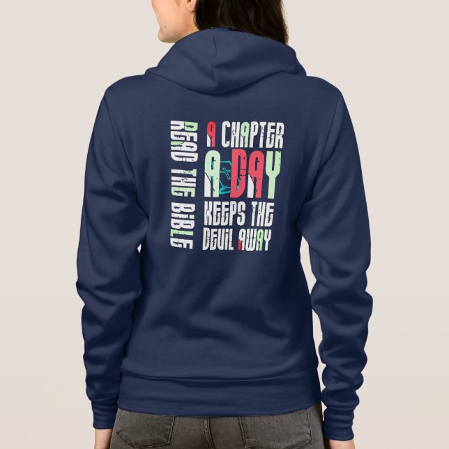 Chapter A Day Keep The Devil Away-Funny Christian Hoodie (Rückseite)