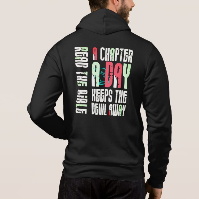 Chapter A Day Keep The Devil Away-Funny Christian Hoodie (Rückseite)