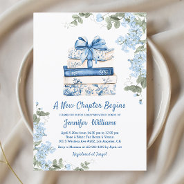 chapter begins, blue bow books floral baby shower  einladung