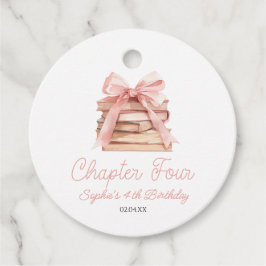 Chapter Four Pink Bow Books 4th Birthday Party Geschenkanhänger