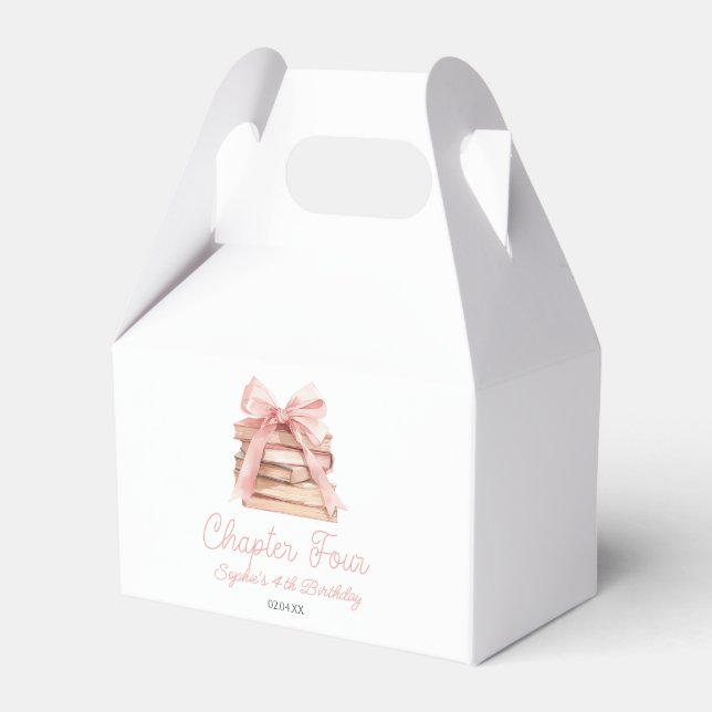 Chapter Four Pink Bow Books 4th Birthday Party Geschenkschachtel (Vorderseite)