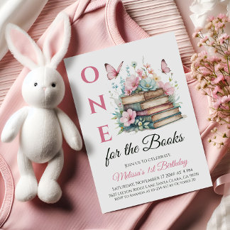 Chapter One For The Books Pink Girl First Birthday Einladung