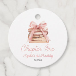 Chapter One Pink Bow Books 1st Birthday Party Geschenkanhänger