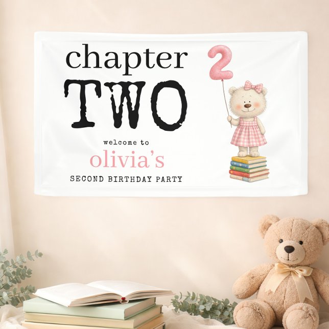 Chapter Two Bear Books Girl Welcome 2nd Birthday Banner (Von Creator hochgeladen)