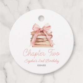 Chapter Two Pink Bow Books 2nd Birthday Party Geschenkanhänger