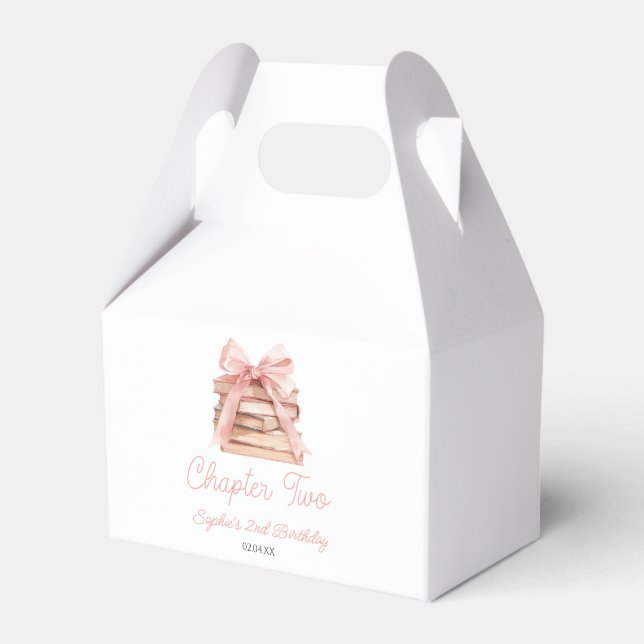 Chapter Two Pink Bow Books 2nd Birthday Party Geschenkschachtel (Vorderseite)