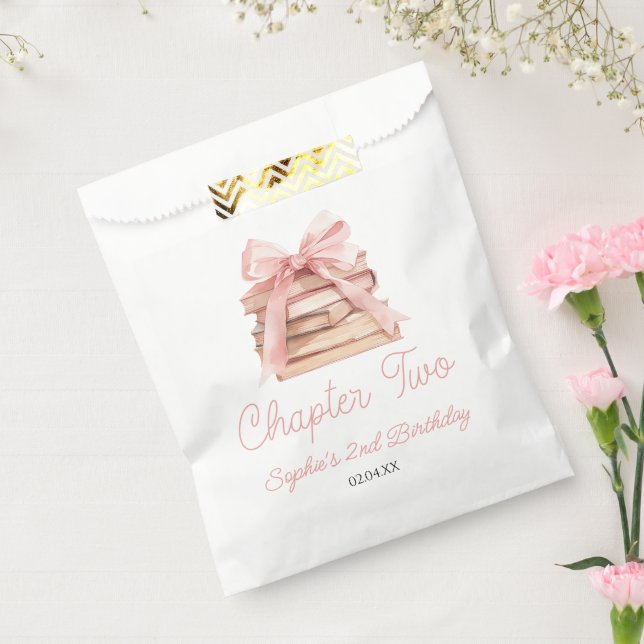 Chapter Two Pink Bow Books 2nd Birthday Party Geschenktütchen (Versiegelt)