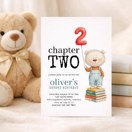 Chapter Two Teddy Bear Books Boy 2nd Birthday Einladung