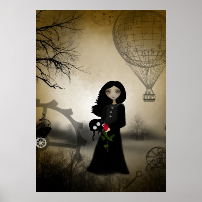 Chaque Rose a c'est Thorn Steampunk Art Poster (Devant)