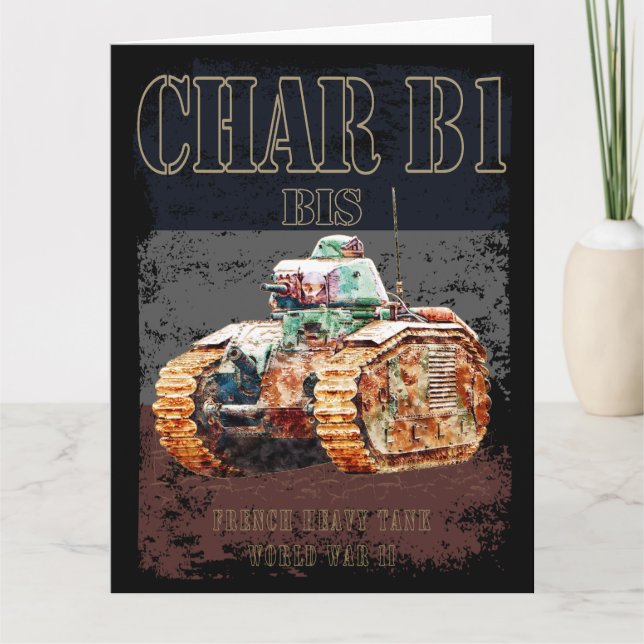 Char B1 Bis Französischer Schwertank des Zweiten W Dankeskarte (Vorderseite)