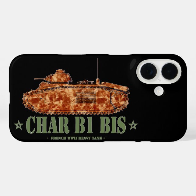 Char B1 bis Zweiter Weltkrieg französischer schwer iPhone 16 Hülle (Rückseite (Horizontal))