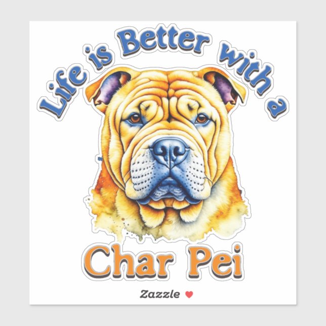 Char Pei dog Mom Papa Flaschenaufkleber Aufkleber (Blatt)